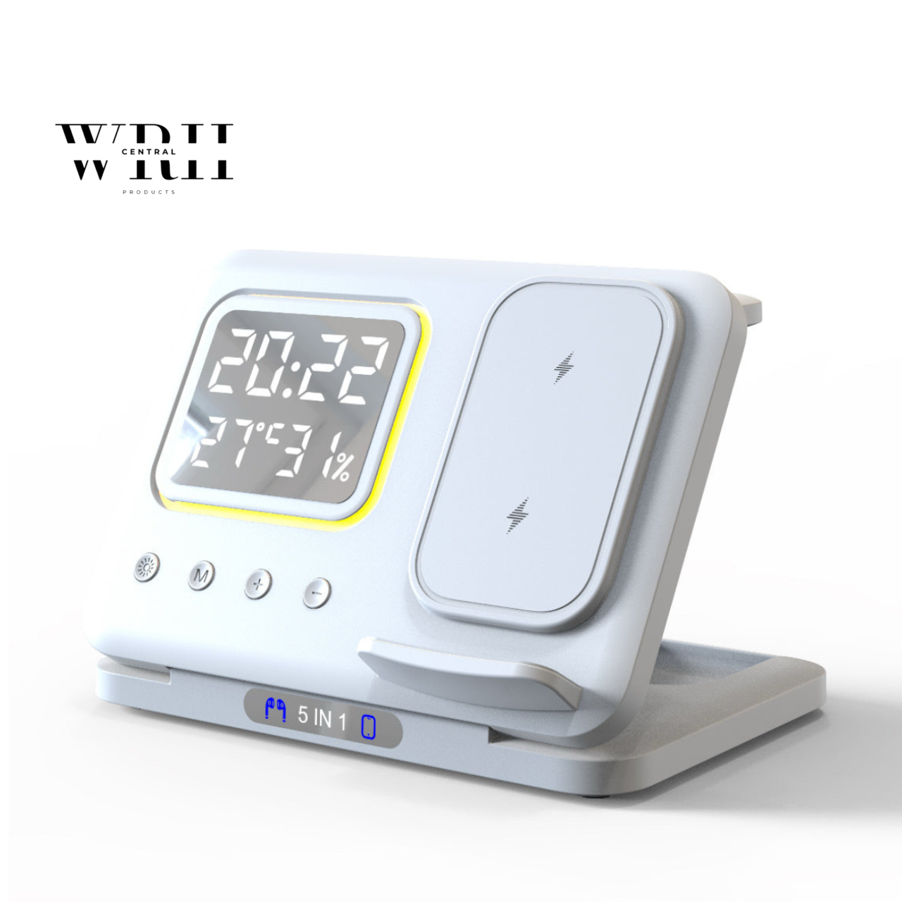 15W Wireless Chargers Stand 5 In1 LED Digital Alarm Clock Fast Charging Dock Station