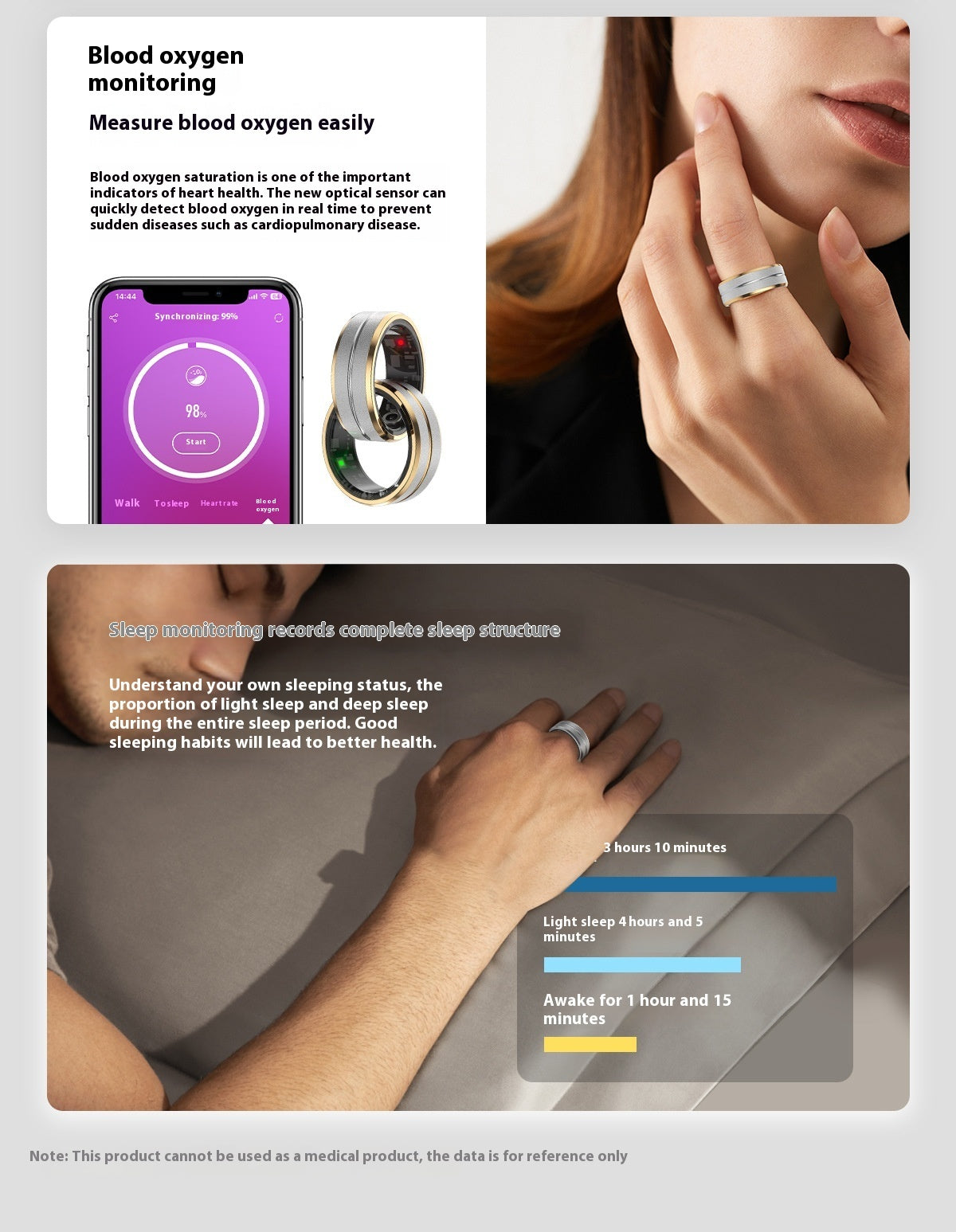 Smart Ring For Heart Rate Blood Oxygen Monitoring